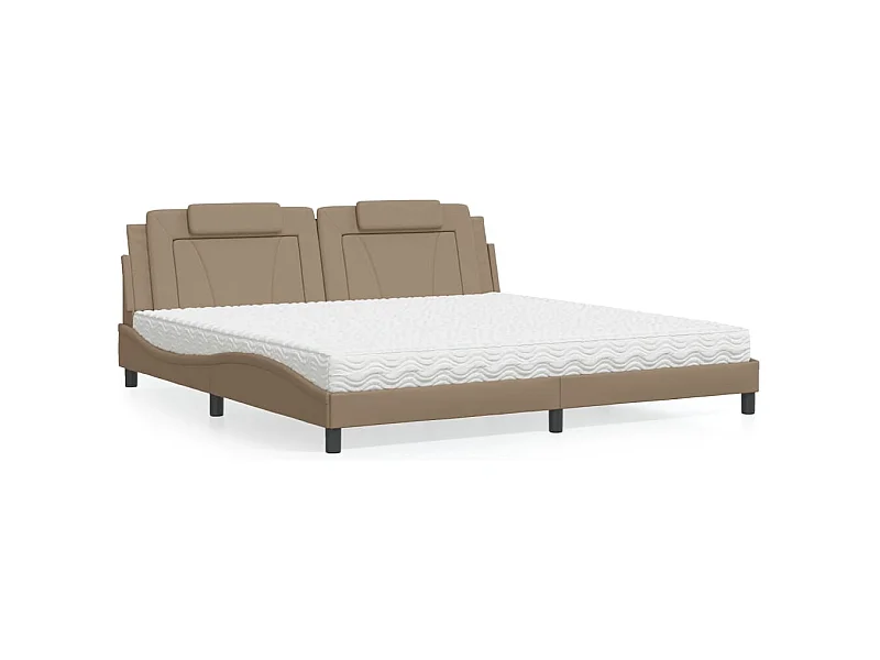 Letto Viana con Materasso Cappuccino 200x200cm Similpelle