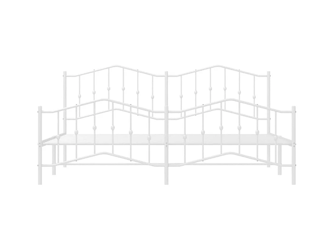 Cadre de lit métal sans matelas et pied de lit blanc 193x203 cm