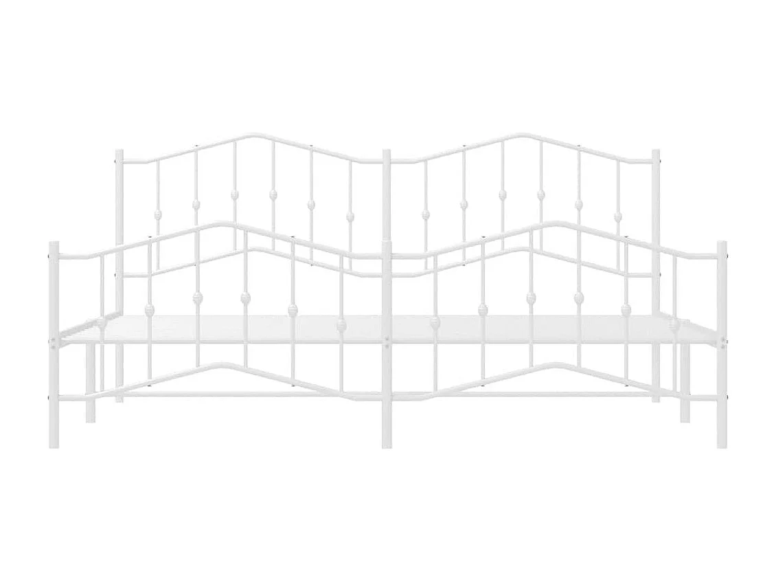 Cadre de lit métal sans matelas et pied de lit blanc 193x203 cm