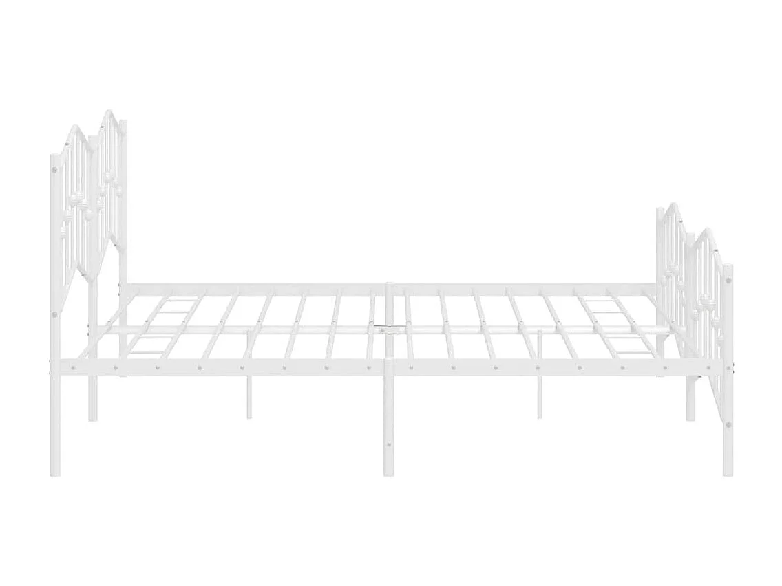 Cadre de lit métal sans matelas et pied de lit blanc 193x203 cm