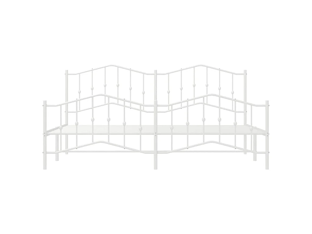 Cadre de lit métal sans matelas et pied de lit blanc 193x203 cm