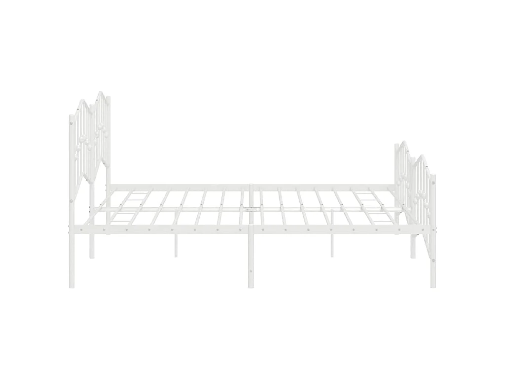 Cadre de lit métal sans matelas et pied de lit blanc 193x203 cm