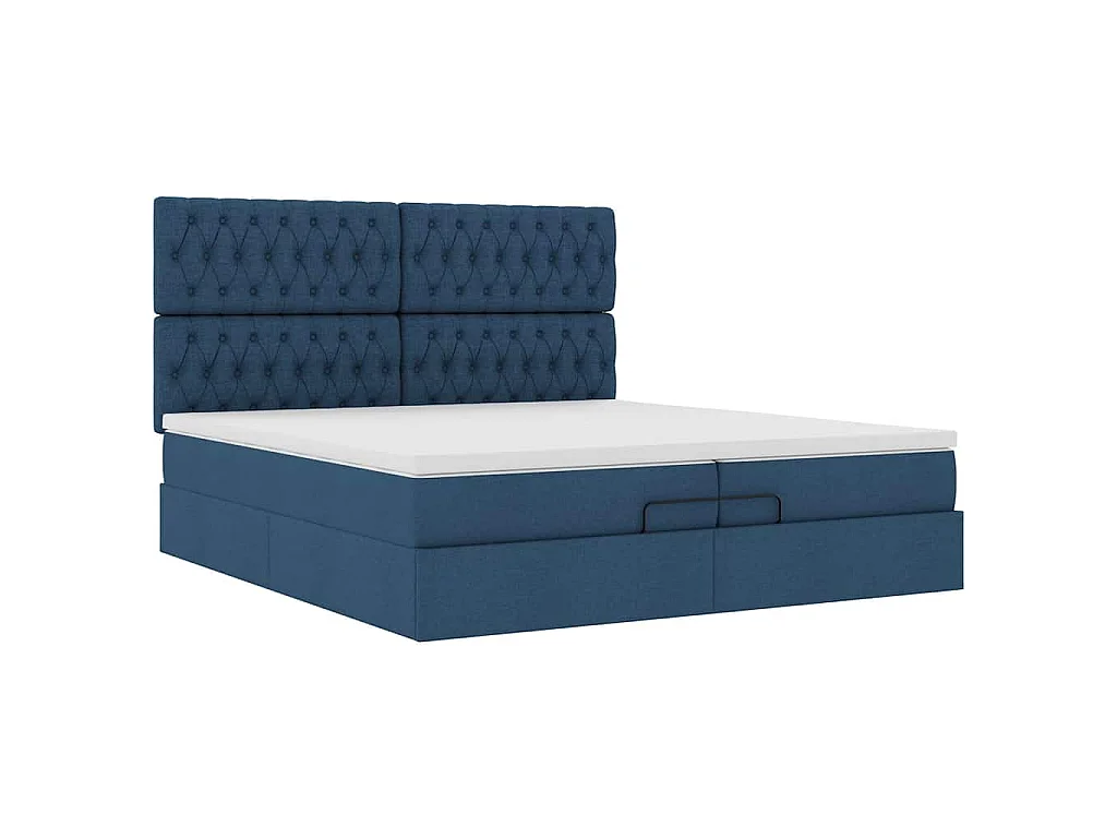 Ottoman-Bett mit Matratzen Blau 200x200 cm Stoff