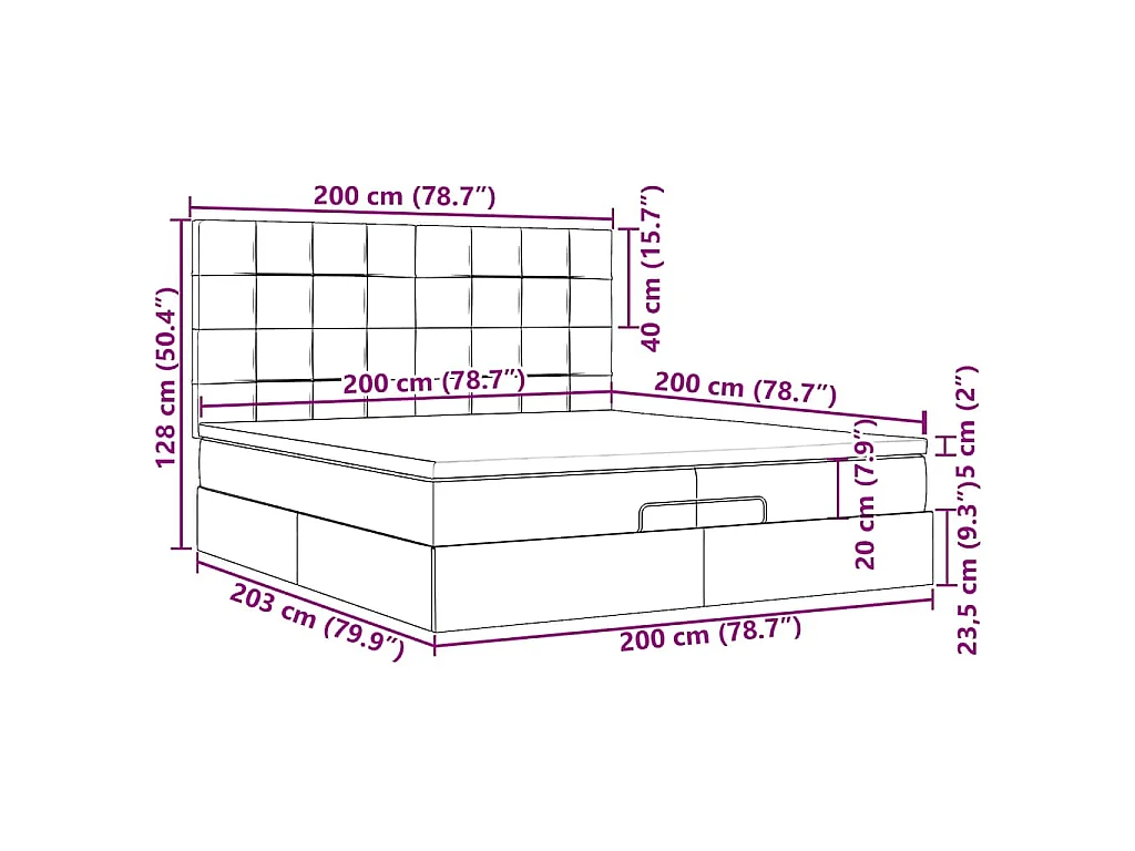 Ottoman bed met matrassen 200x200cm fluweel zwart