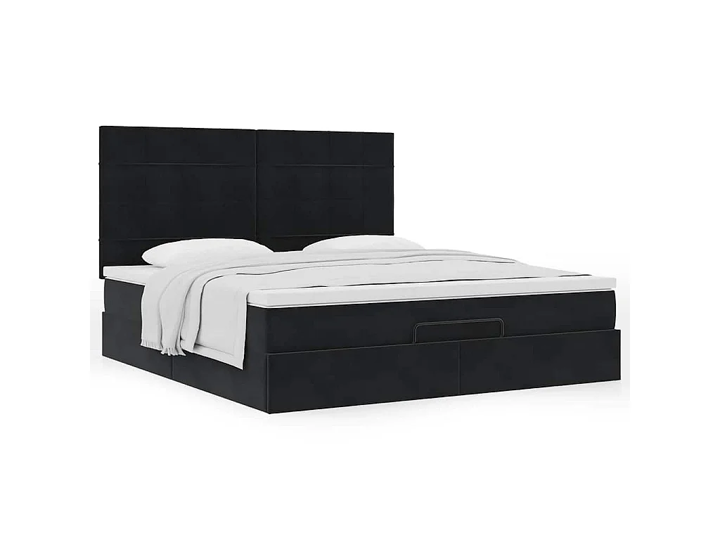 Ottoman bed met matrassen 200x200cm fluweel zwart