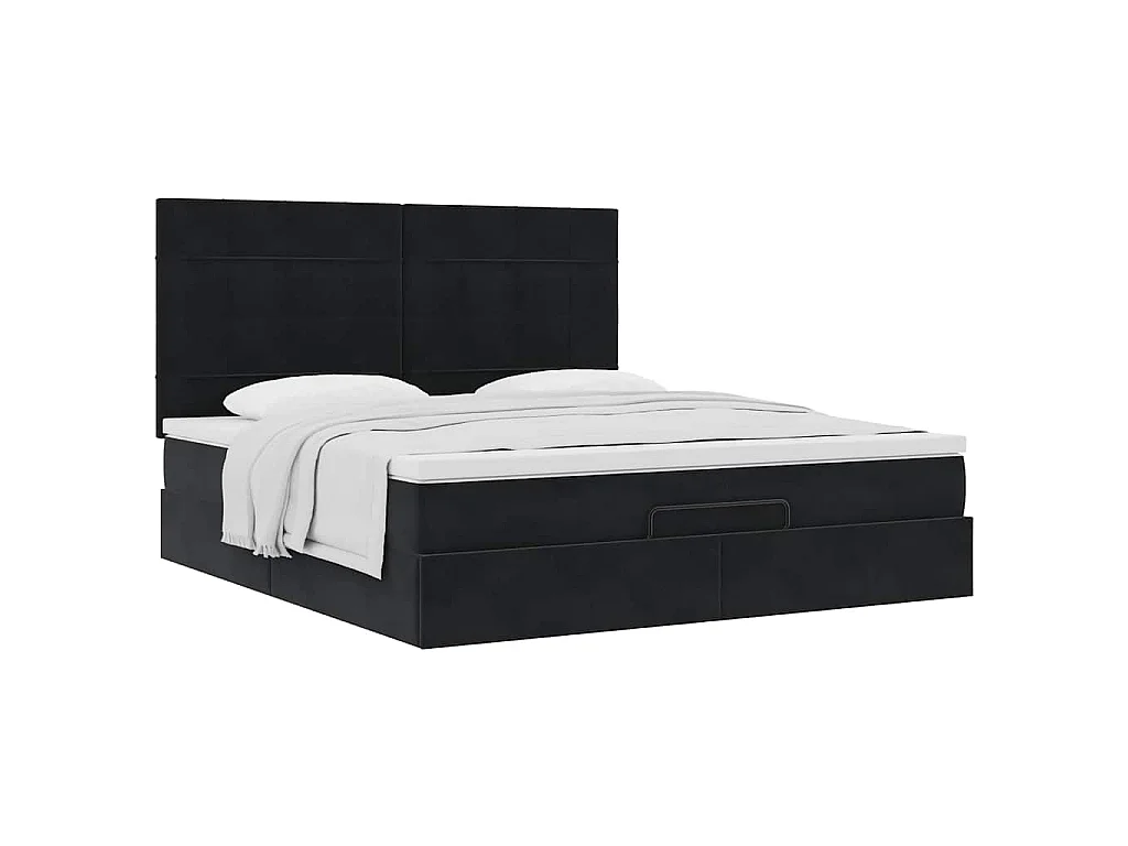 Ottoman bed met matrassen 200x200cm fluweel zwart