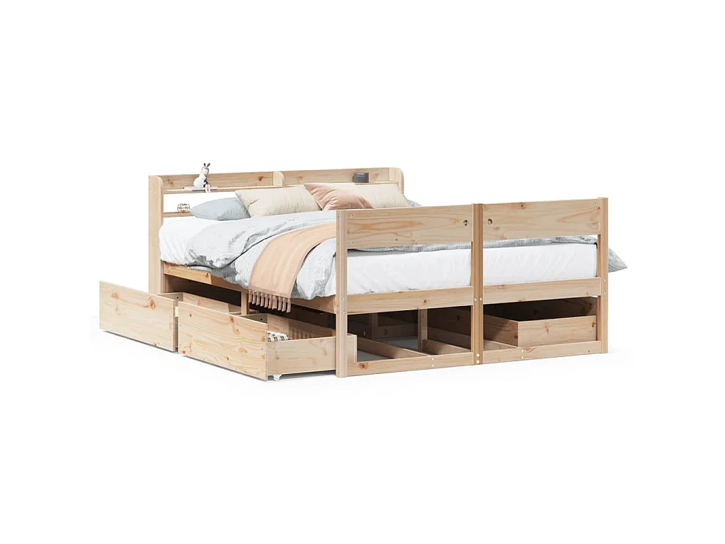Cama sem colchão 150x200 cm madeira de pinho maciça