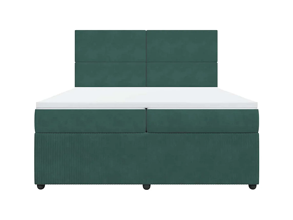 Sommier à lattes de lit et matelas Vert foncé 200x200cm Velours