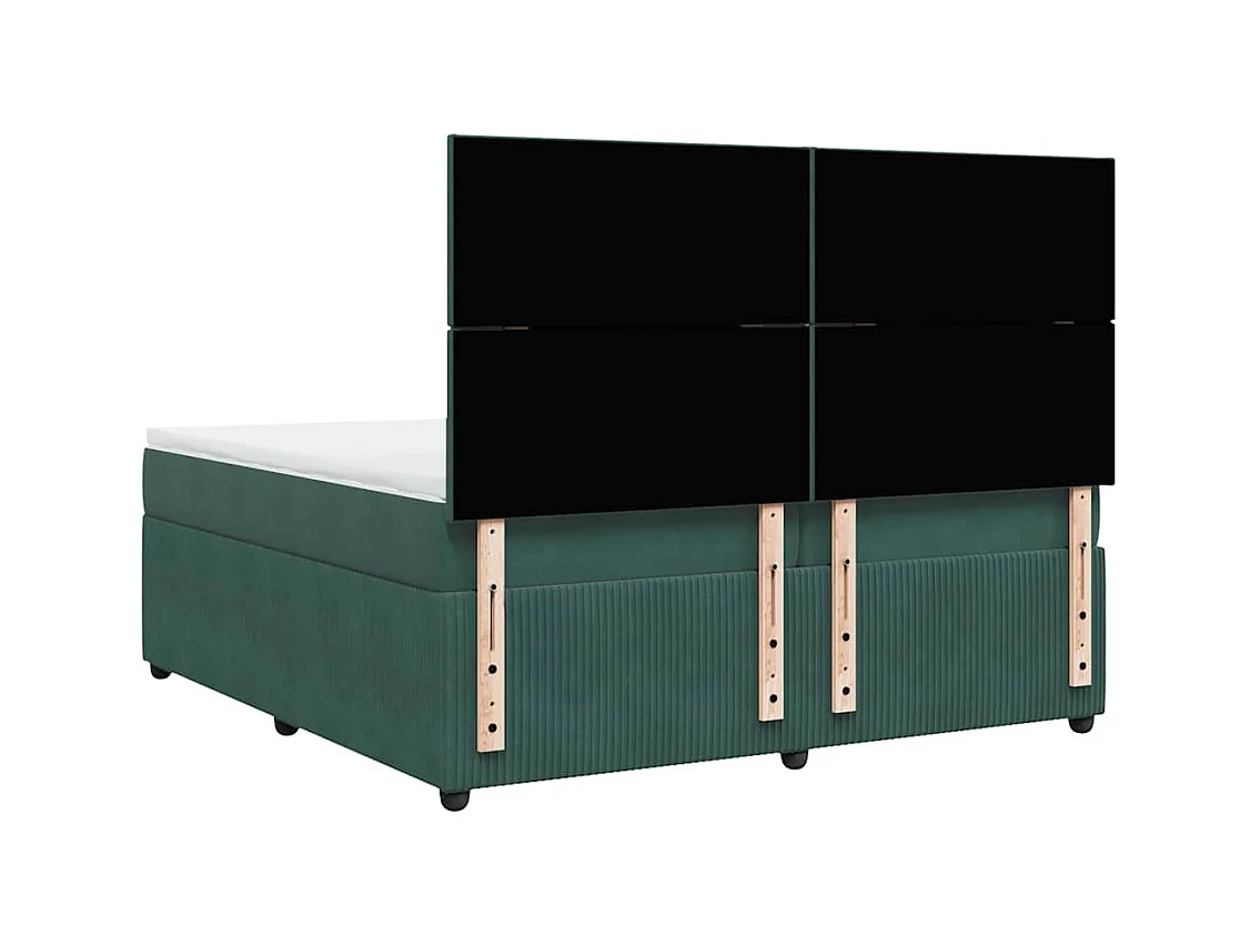 Sommier à lattes de lit et matelas Vert foncé 200x200cm Velours