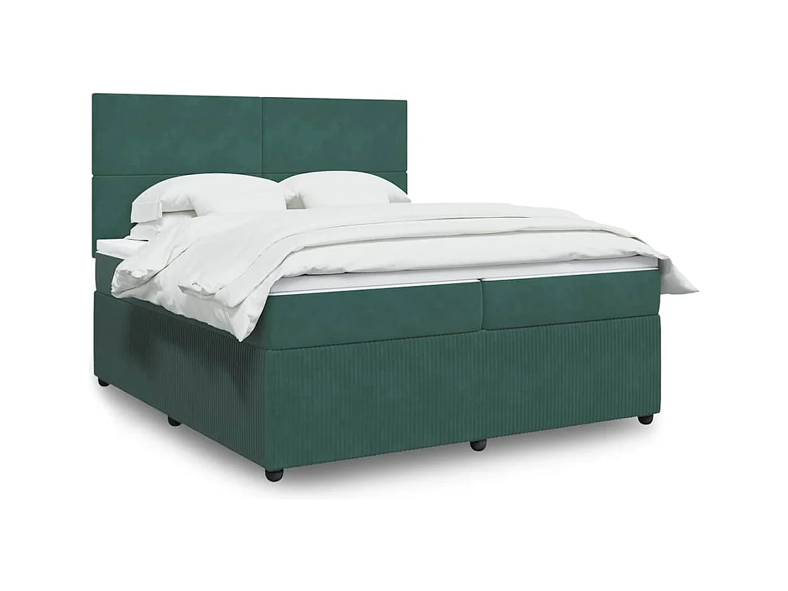 Sommier à lattes de lit et matelas Vert foncé 200x200cm Velours