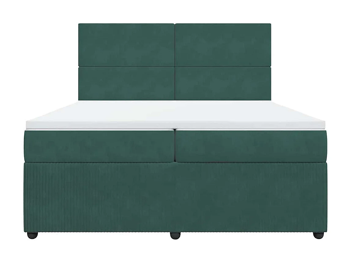 Giroletto a Molle con Materasso Verde Scuro 200x200 cm Velluto