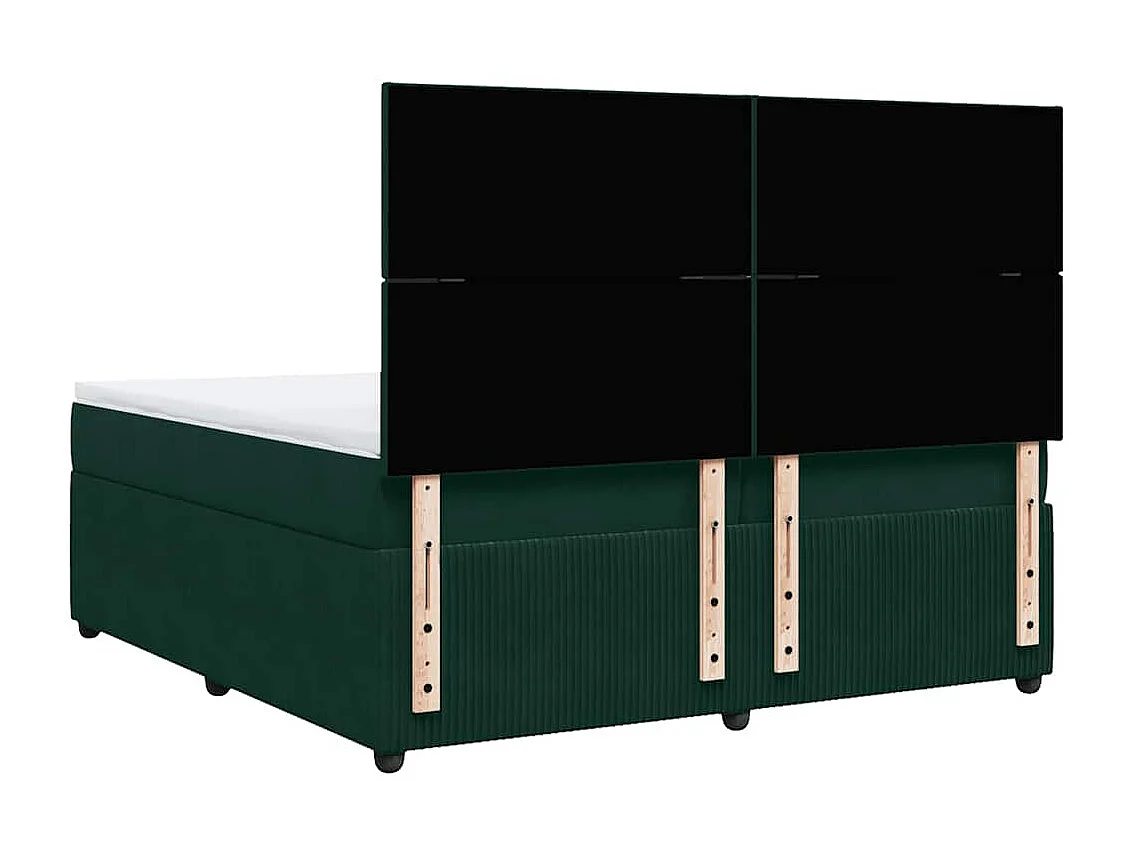 Giroletto a Molle con Materasso Verde Scuro 200x200 cm Velluto