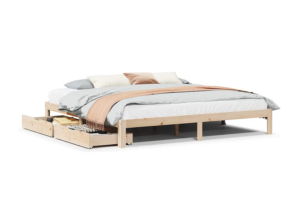 Bedframe met lades massief grenenhout 200x200 cm