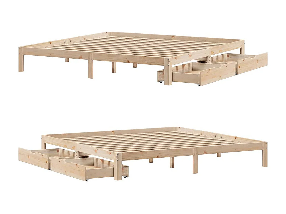 Bedframe met lades massief grenenhout 200x200 cm