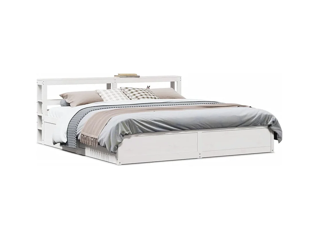 Estructura de cama con cabecero madera de pino blanco 200x200cm