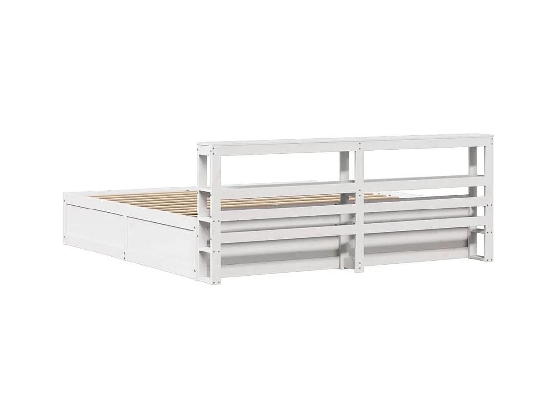 Estructura de cama con cabecero madera de pino blanco 200x200cm