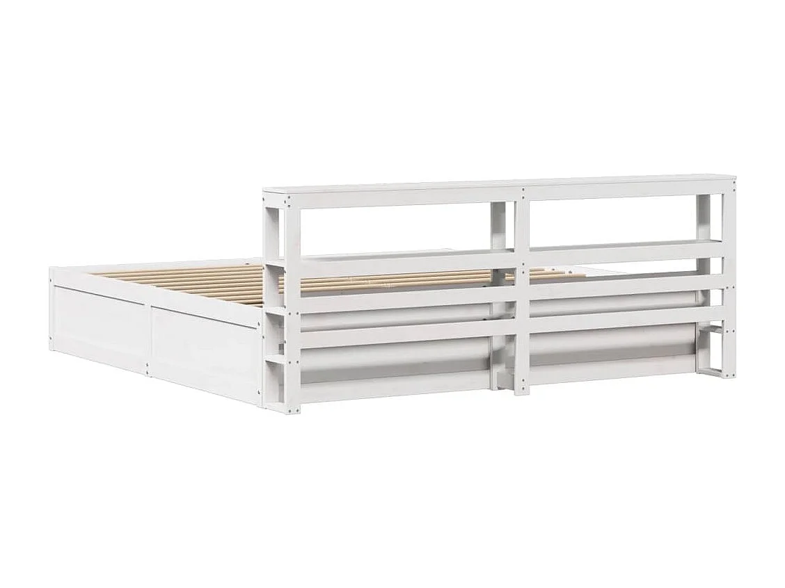 Cadre de lit et tête de lit blanc 200x200 cm bois de pin massif