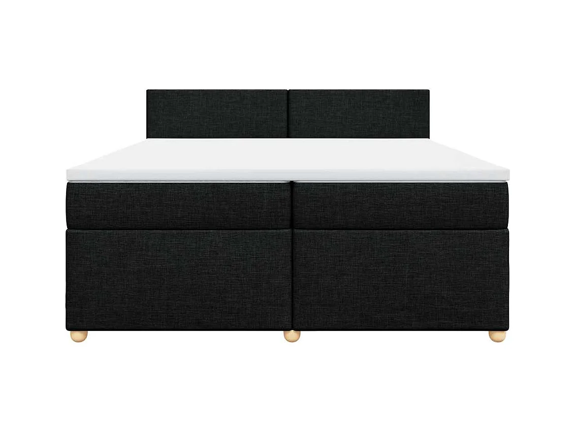 Sommier à lattes de lit avec matelas Noir 200x200 cm Tissu