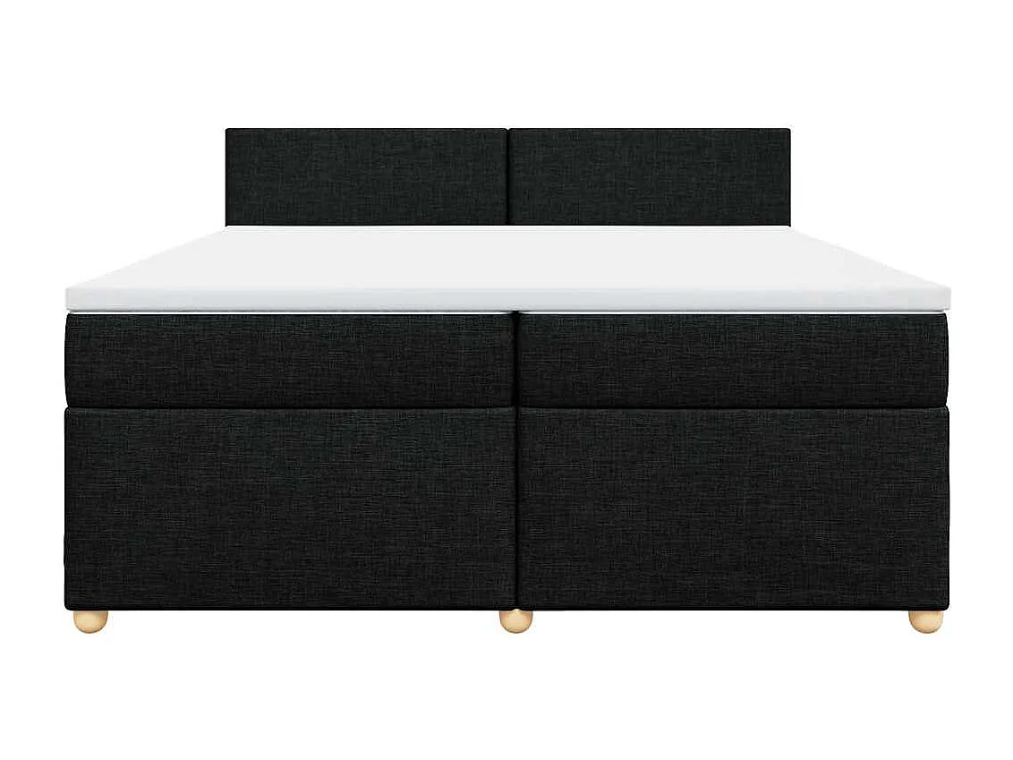 Cama box spring con colchón tela negro 200x200 cm