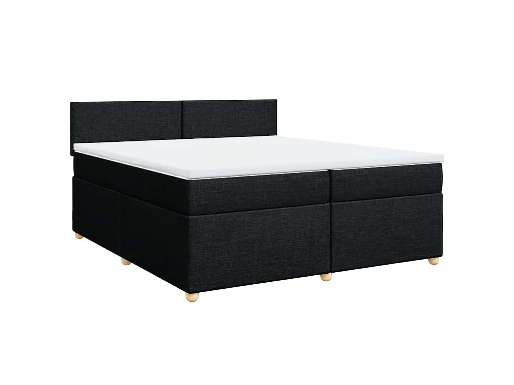 Sommier à lattes de lit avec matelas Noir 200x200 cm Tissu