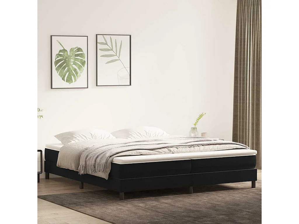 Letto a Molle senza Materasso Nero 200x210 cm in Velluto