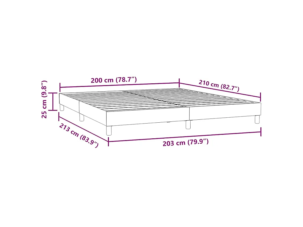 Letto a Molle senza Materasso Nero 200x210 cm in Velluto