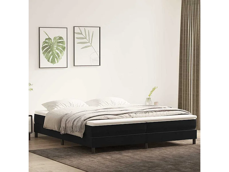 Cama box spring sin colchón negro terciopelo 200x210 cm