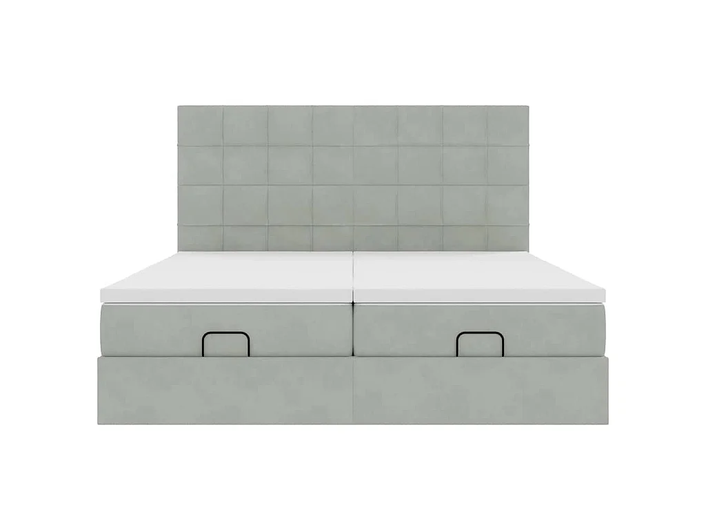 Estructura cama otomana colchones terciopelo gris claro