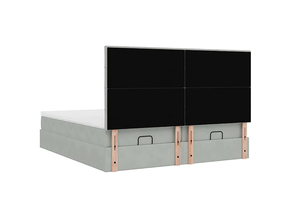 Estructura cama otomana colchones terciopelo gris claro