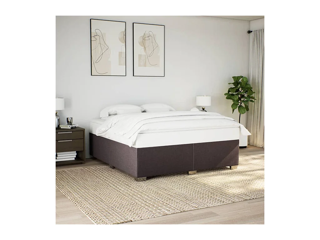Cadre de lit sans matelas marron foncé 200x200 cm tissu