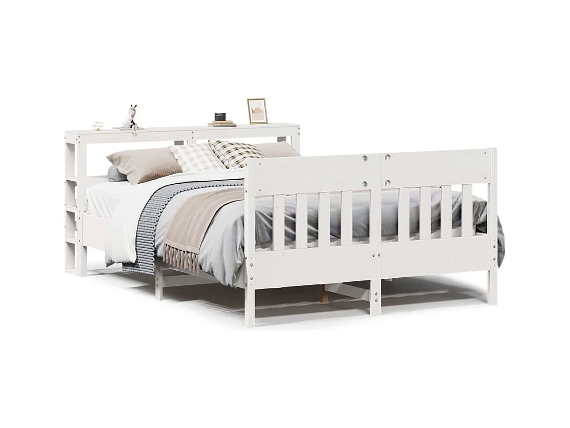 Cadre de lit sans matelas blanc 150x200 cm bois de pin massif