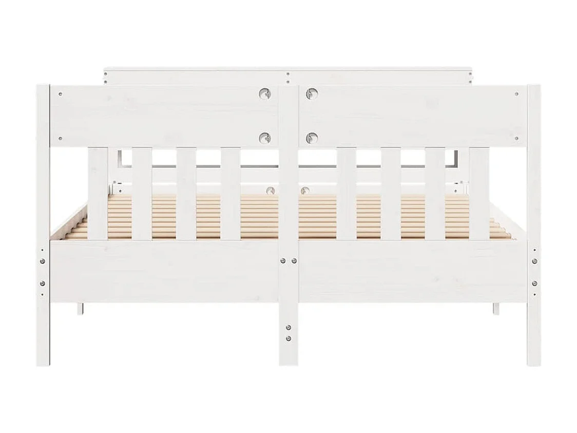 Cama sem colchão 150x200 cm madeira de pinho maciça branco