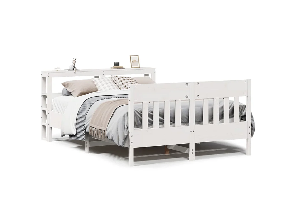 Bedframe zonder matras massief grenenhout wit 150x200 cm