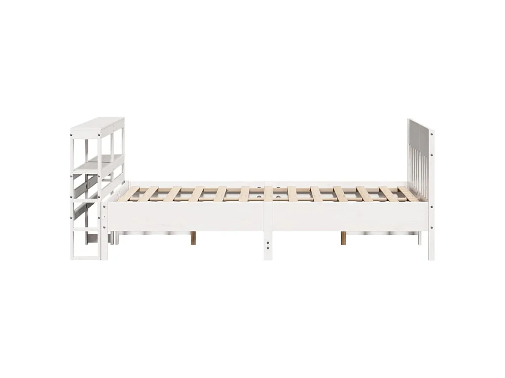 Bedframe zonder matras massief grenenhout wit 150x200 cm