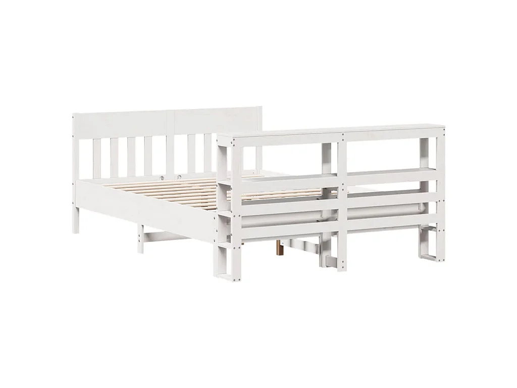 Bedframe zonder matras massief grenenhout wit 150x200 cm