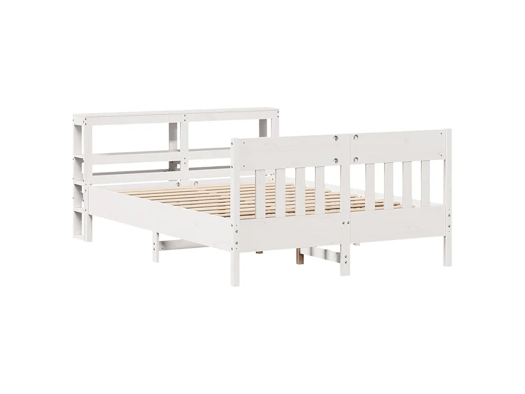 Bedframe zonder matras massief grenenhout wit 150x200 cm