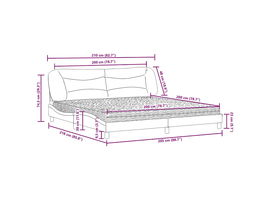 Lit avec matelas Hvar cappuccino 200x200 cm similicuir