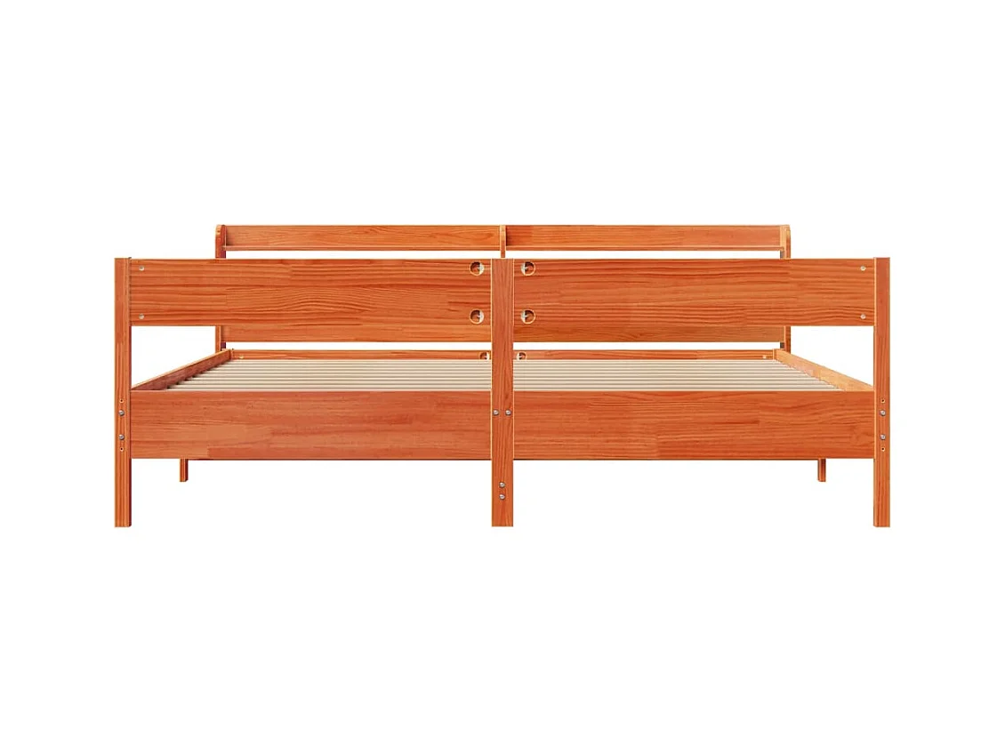 Cadre de lit sans matelas cire marron 200x200cm bois pin massif