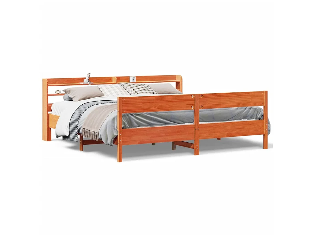 Letto senza Materasso Marrone Cera 200x200 cm in Legno di Pino