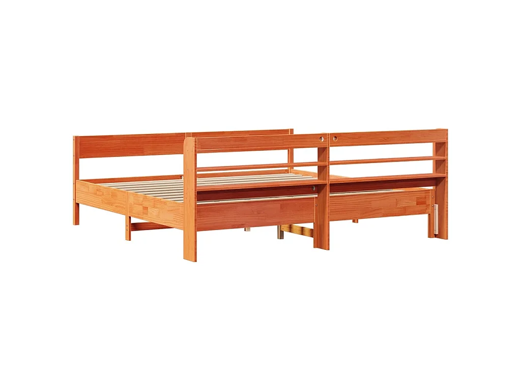 Letto senza Materasso Marrone Cera 200x200 cm in Legno di Pino