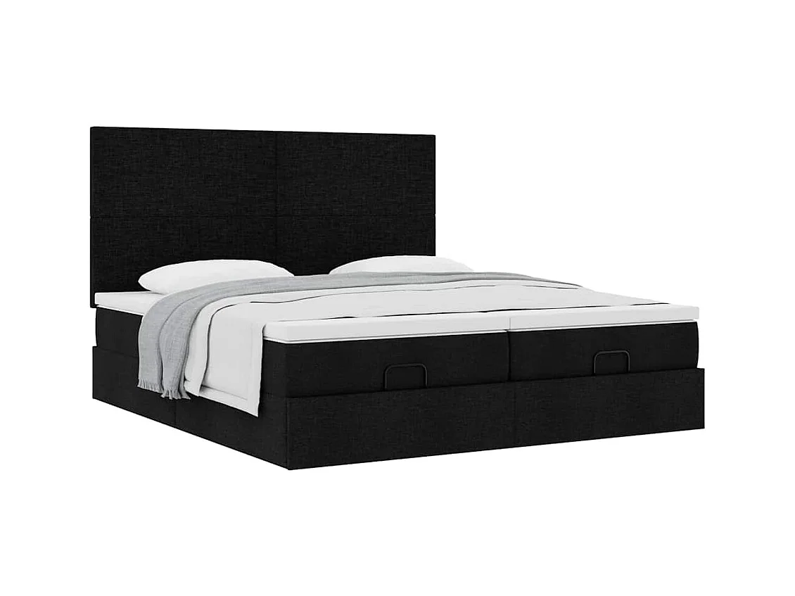 Ottoman bed met matrassen 200x200cm stof zwart