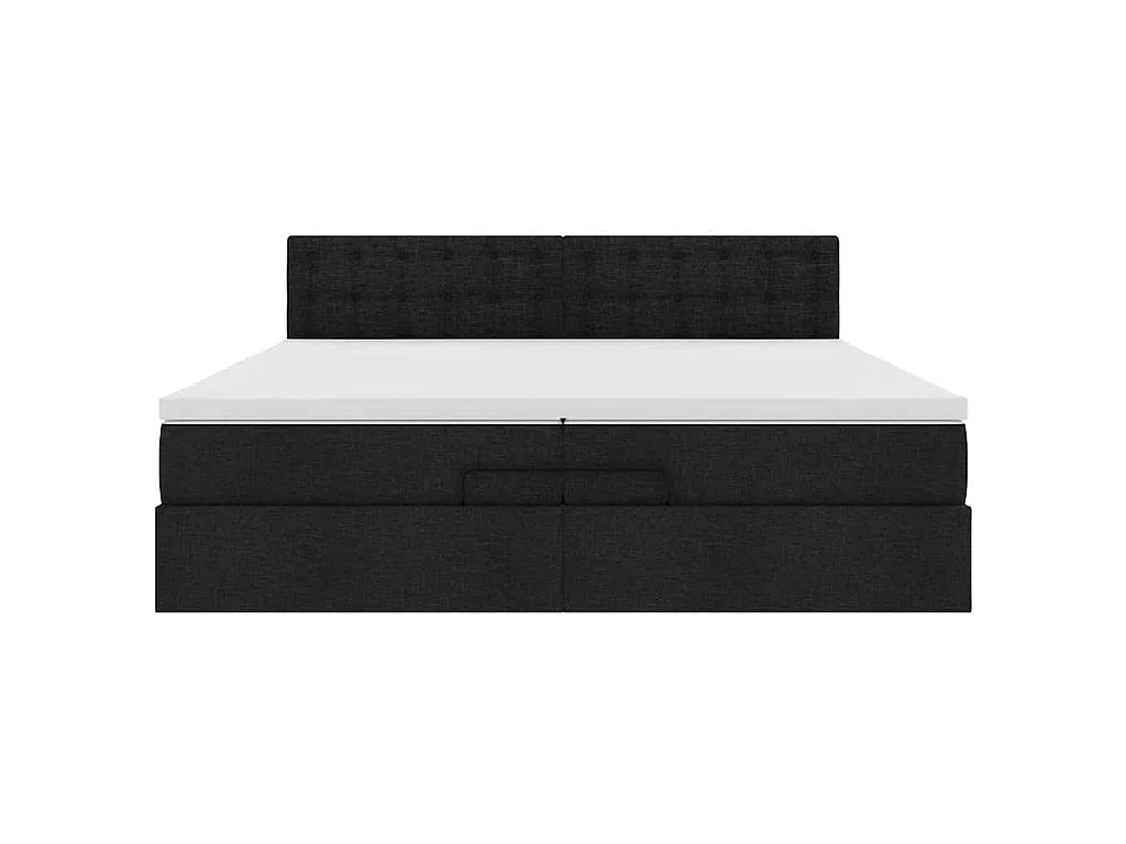 Cadre de lit ottoman avec matelas noir 200x200 cm tissu