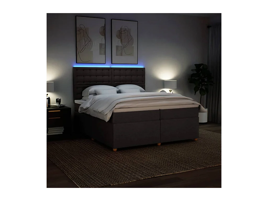 Sommier à lattes de lit avec matelas Marron foncé 200x200 cm