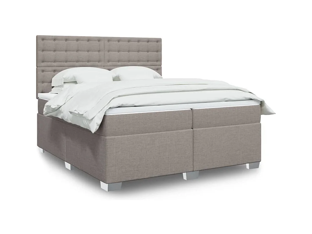 Sommier à lattes de lit avec matelas Taupe 200x200 cm Tissu