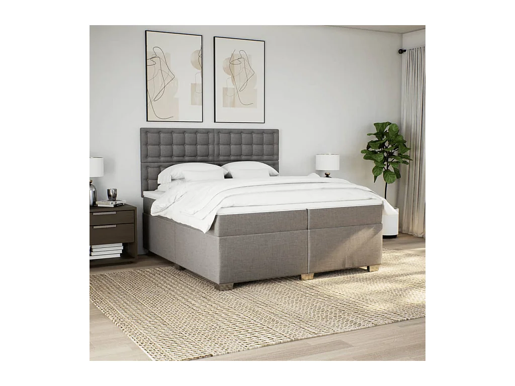 Sommier à lattes de lit avec matelas Taupe 200x200 cm Tissu