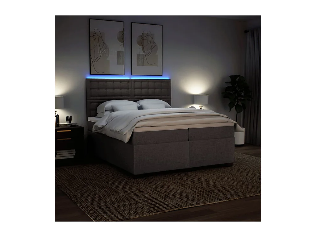 Sommier à lattes de lit avec matelas Taupe 200x200 cm Tissu