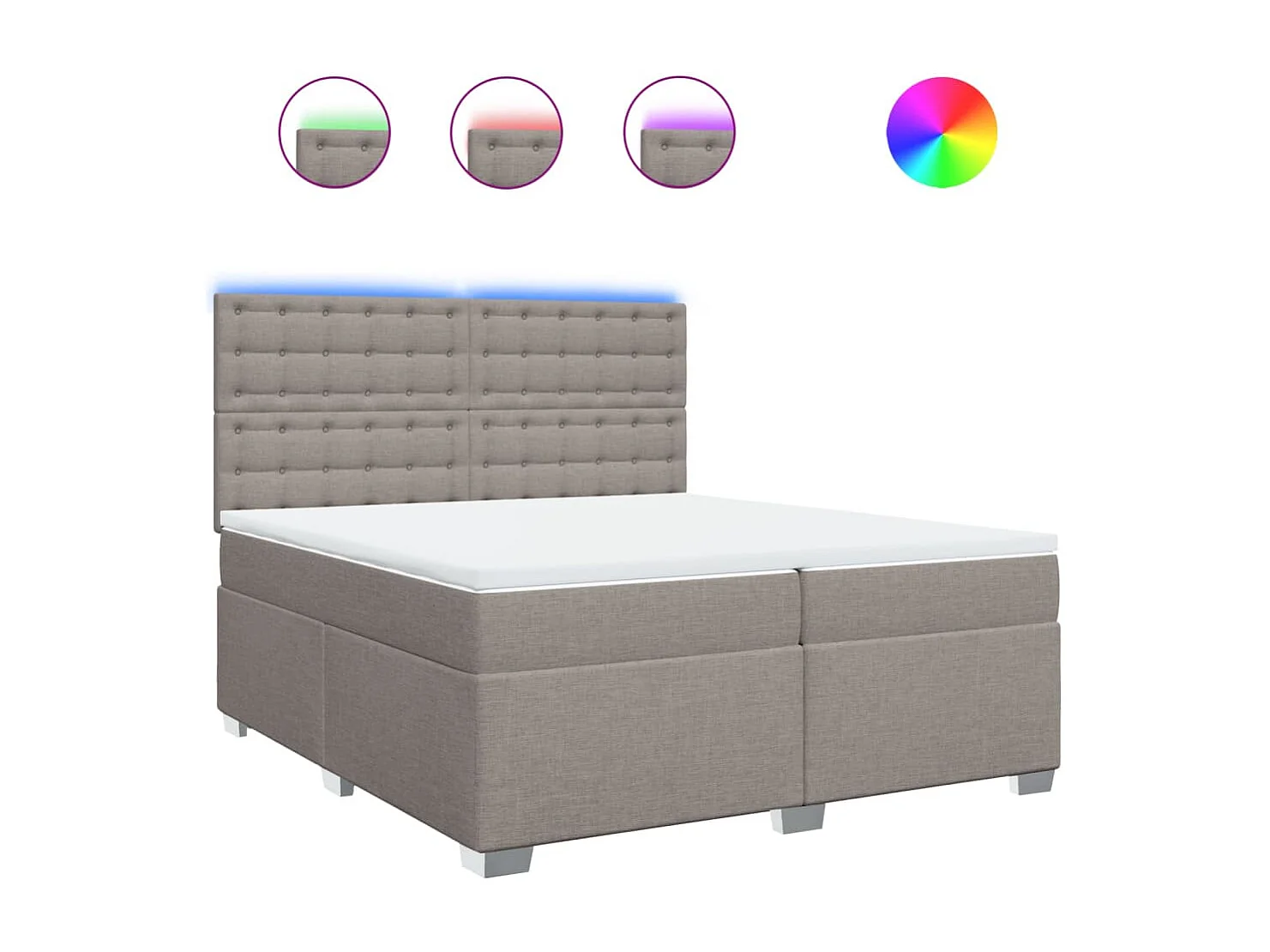 Cama com molas/colchão 200x200 cm tecido castanho-acinzentado