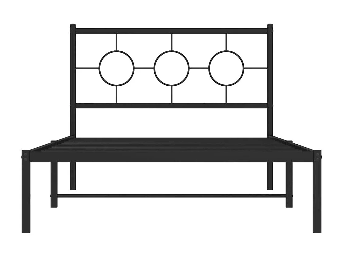 Cadre de lit métal sans matelas avec tête de lit noir 107x203cm