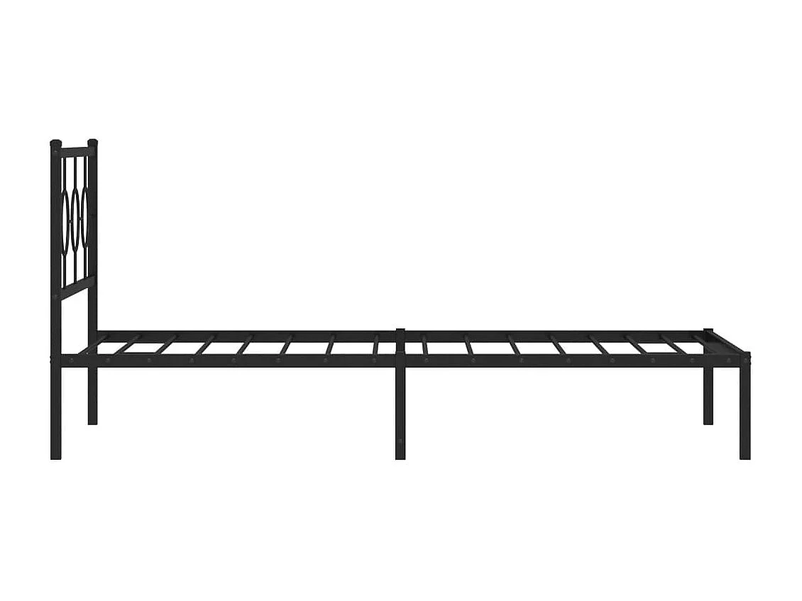 Cadre de lit métal sans matelas avec tête de lit noir 107x203cm