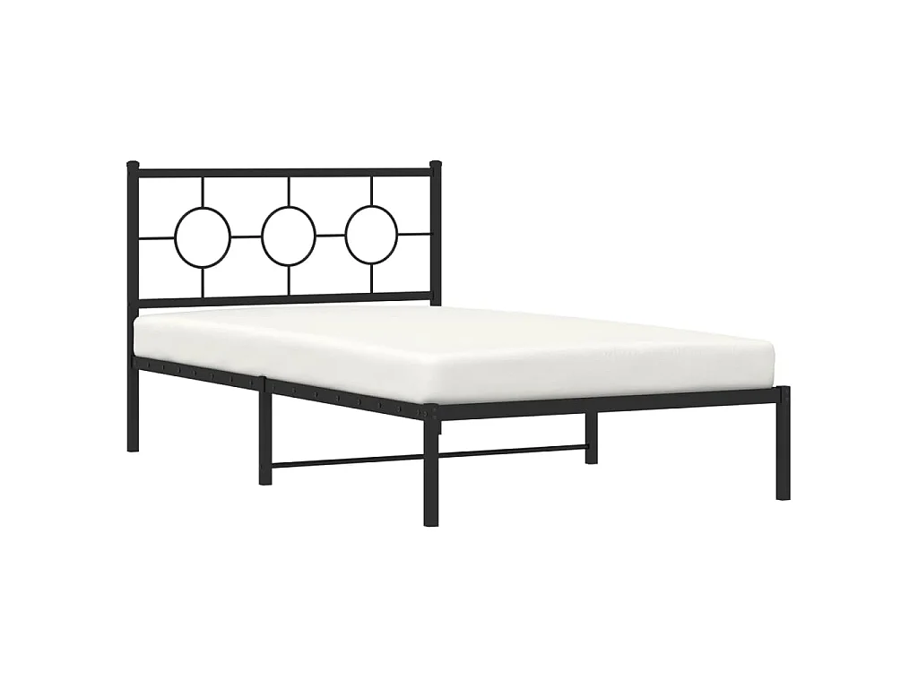 Cadre de lit métal sans matelas avec tête de lit noir 107x203cm